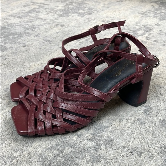 Seychelles Charter Leather Cross Cross Strappy Cage Sandals Chunky Heel Sz 6 - Picture 2 of 11